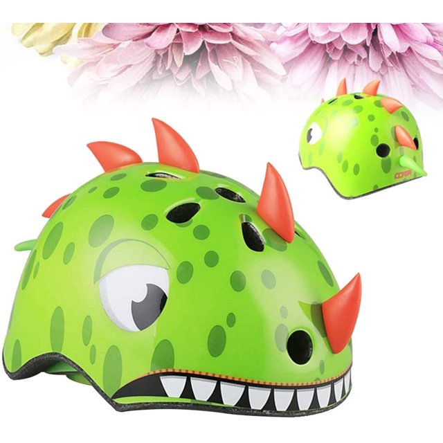 Niños, Ciclistas, Niños, Niñas, Deporte, Cascos, Adorables, Tarjetas 3D, Dinosaurios, Casco, Verde S. LingWen 9024715801739
