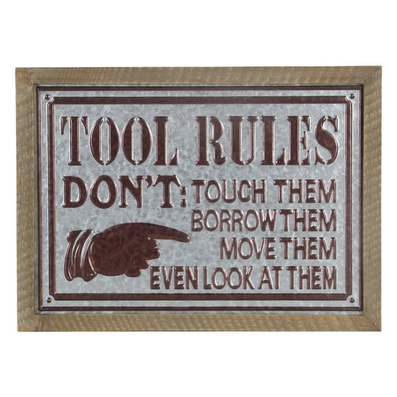 Home Decorative Farmhouse Styled "Tool Rules" Wall Sign
