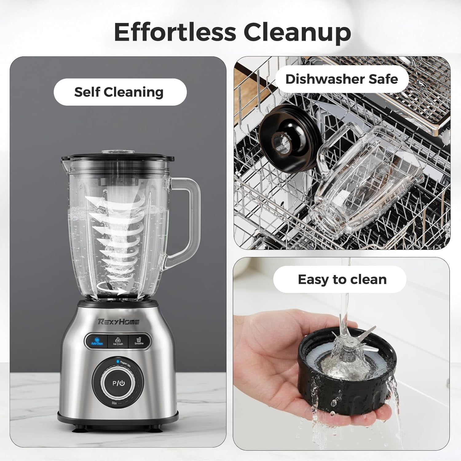 1000W Countertop Blender with 3 Auto Programs, 59oz Glass Jar, 8-Speeds & Pulse for Smoothies, Ice Crushing, Shakes, and Auto Clean