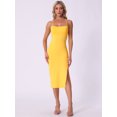 thumbnail image 4 of DARING DIVA Spaghetti Strap Sleeveless Split Bodycon  Dress XL Yellow, 4 of 6