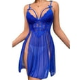 thumbnail image 1 of xiaxaixu Lingerie d'Été pour Femmes Ensembles Sans Manches Dentelle Pure Robe de Nuit avec String à Taille Basse 2PCS, 1 of 6