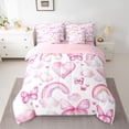 thumbnail image 2 of Castle Fairy Cute Butterflies Twin Bedding Sets,Pink Rainbow Bedding Comforter Set, 2 of 8