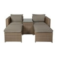 thumbnail image 6 of Emma + Oliver Gray/Natural Indoor/Outdoor Modular Loveseat Sofa Set with Ottomans and Glass-Top Table, 6 of 11