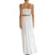 thumbnail image 3 of TRKIYQC Conjunto de 2 piezas estilo bohemio de playa para mujer, camisola corta con volantes y tiras de color sólido + falda larga para verano, blanco/naranja, S/M/L/XL TRKIYQC moderno, 3 of 9