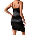 thumbnail image 6 of Coduop Women Ruched Bodycon Mini Dress,Shiny Sleeveless Spaghetti Strap Asymmetrical Corset Dress, 6 of 9