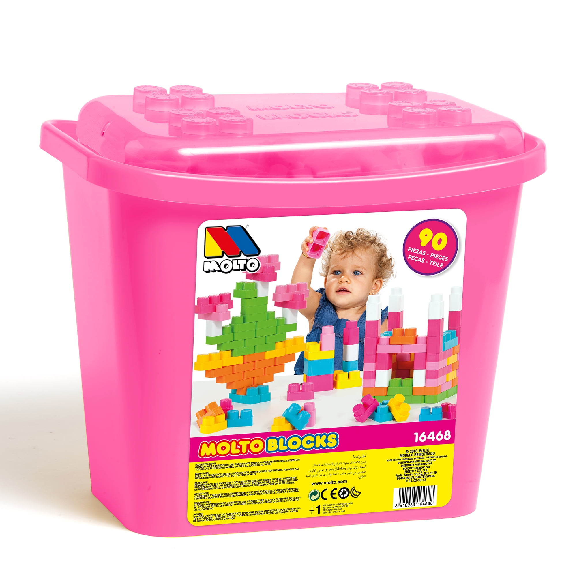 Molto 90 Piece Construction Buidling Blocks Box, Pink