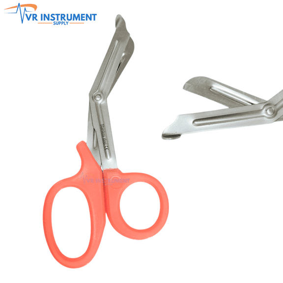 VR Instrument Supply EMT and Trauma Shears 7.5 Inch Bandage Scissors with Non-Stick Blades Orange Handle Stainless Steel