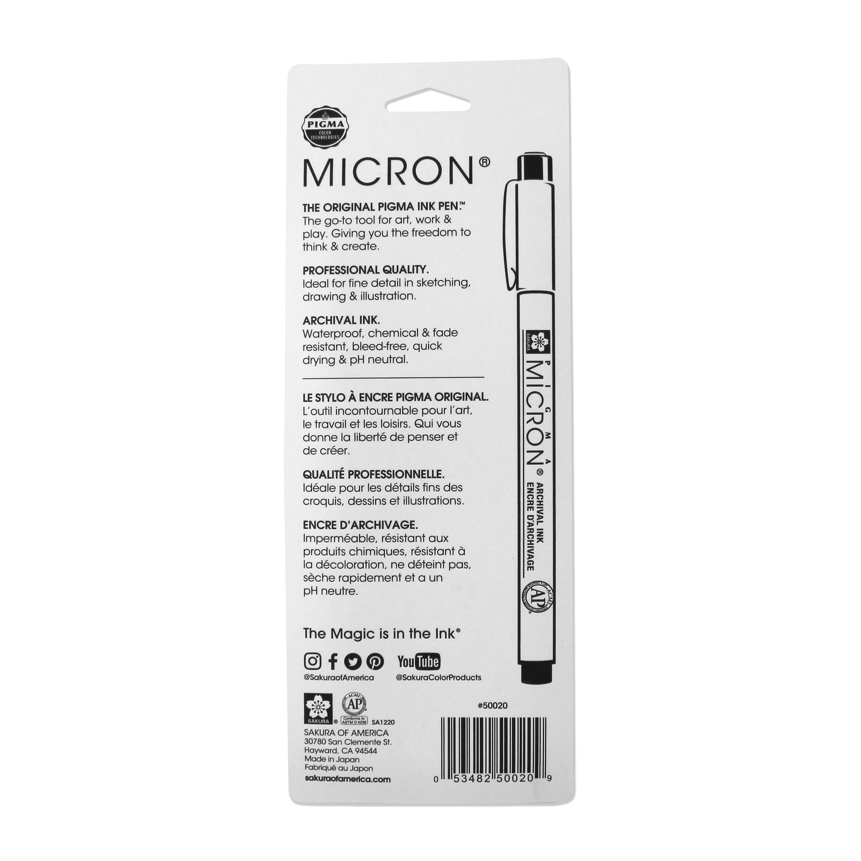 Sakura Pigma Micron Set Black Archival 6 x Fine Liner Pens + 1 Brush Pen  8710141049449