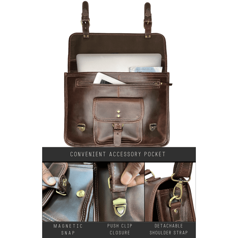 Leather Messenger Bag for Men Briefcase Laptop Satchel Office Crossbody Travel Bag by Rustic Town 16 inch Mulberry