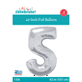 thumbnail image 2 of Way To Celebrate Aluminum Foil Number 5 Silver 44 in Balloon, 2 of 2