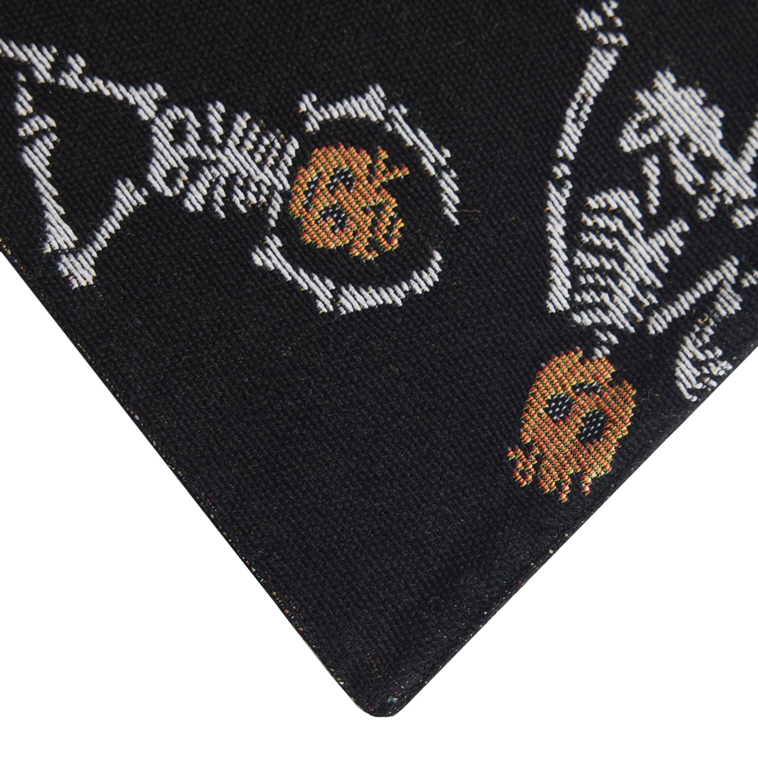 Halloween Pumpkin Skeletons 13" x 72" Table Runner - 65% Cotton, 35% Polyester, Black