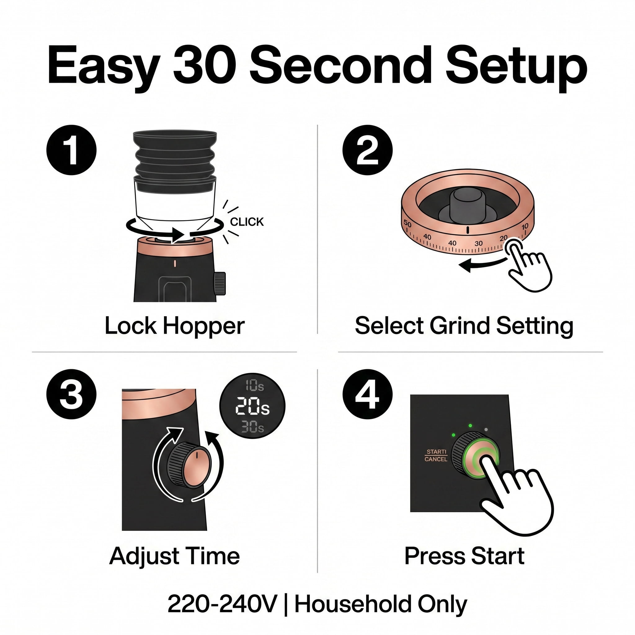 Sunmaki Coffee Grinder with 75 Settings & 40mm Burrs, Anti-Static Espresso Grinder for Home Use