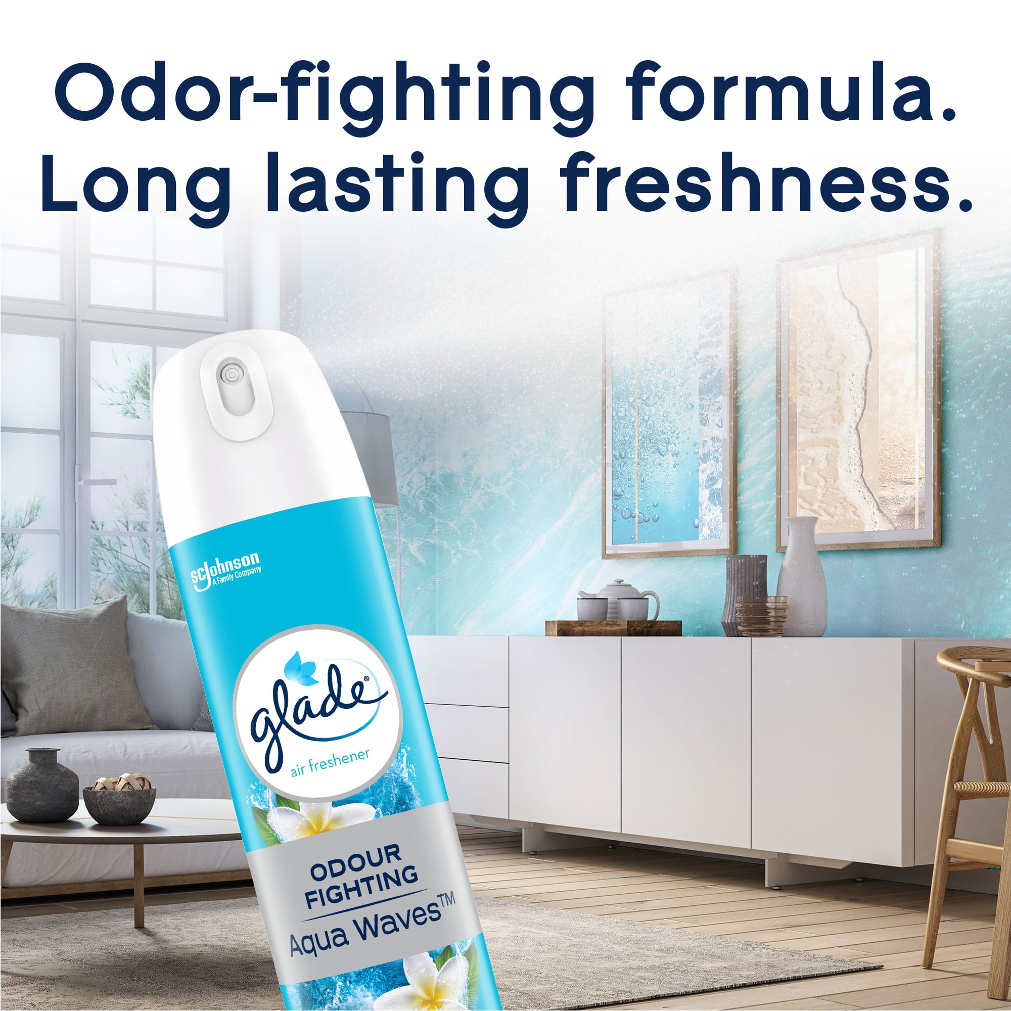 Glade® Air Freshener Odor Fighting Room Spray, Aqua Waves, 226g