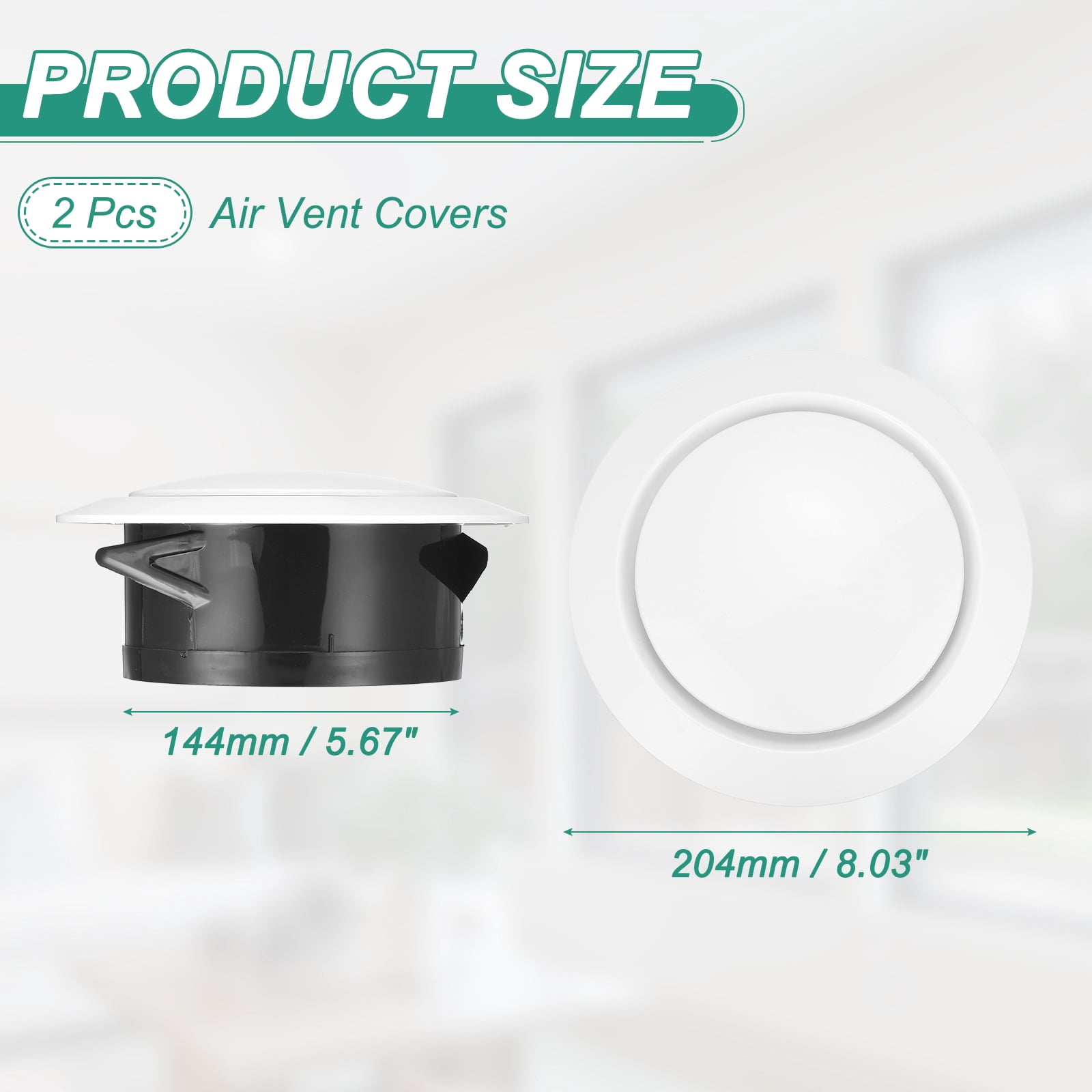 Uxcell 2pcs Soffit Vent 6" ABS Adjustable Round Vent Cover Grille Cover Ceiling Diffuser for Home Bathroom Office Kitchen Ventilation System