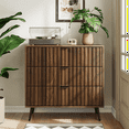 thumbnail image 4 of Smart FENDEE Bedroom Dresser with 3 Fluted Drawer Wooden Closet Storage Organizer for Bedroom,Walnut, 4 of 6