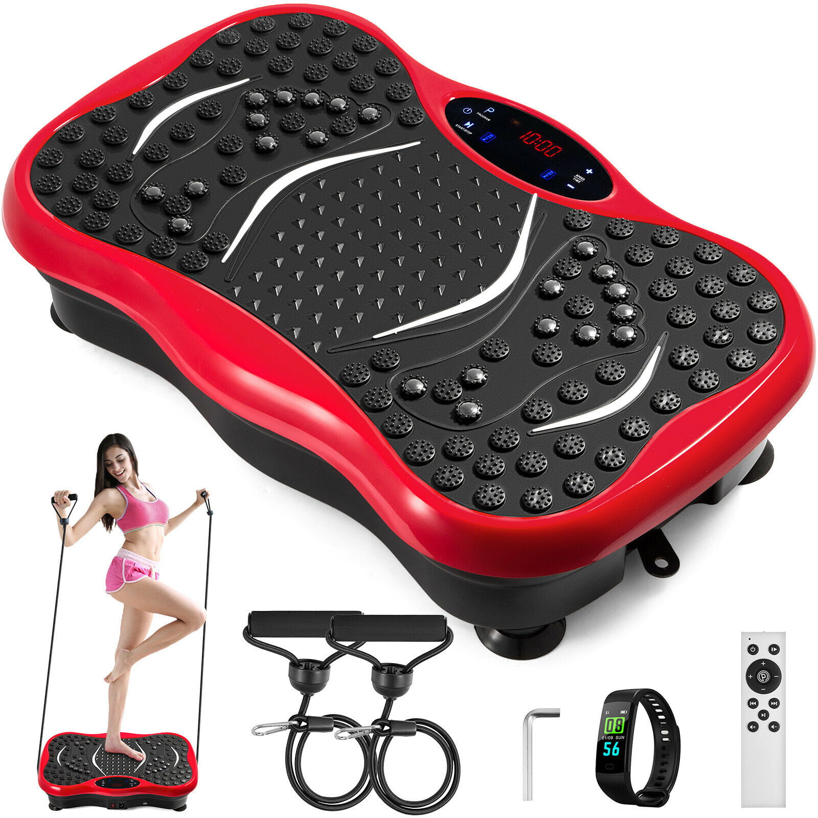 Red Fitness Vibration Platform Plate Power Massager Machine Exercise Indoor US 