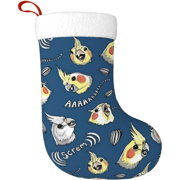 Cockatiel Christmas Stockings for Women Men Kids Soft Plush Xmas Stocking for Party Decorations Tree Decor Gifts