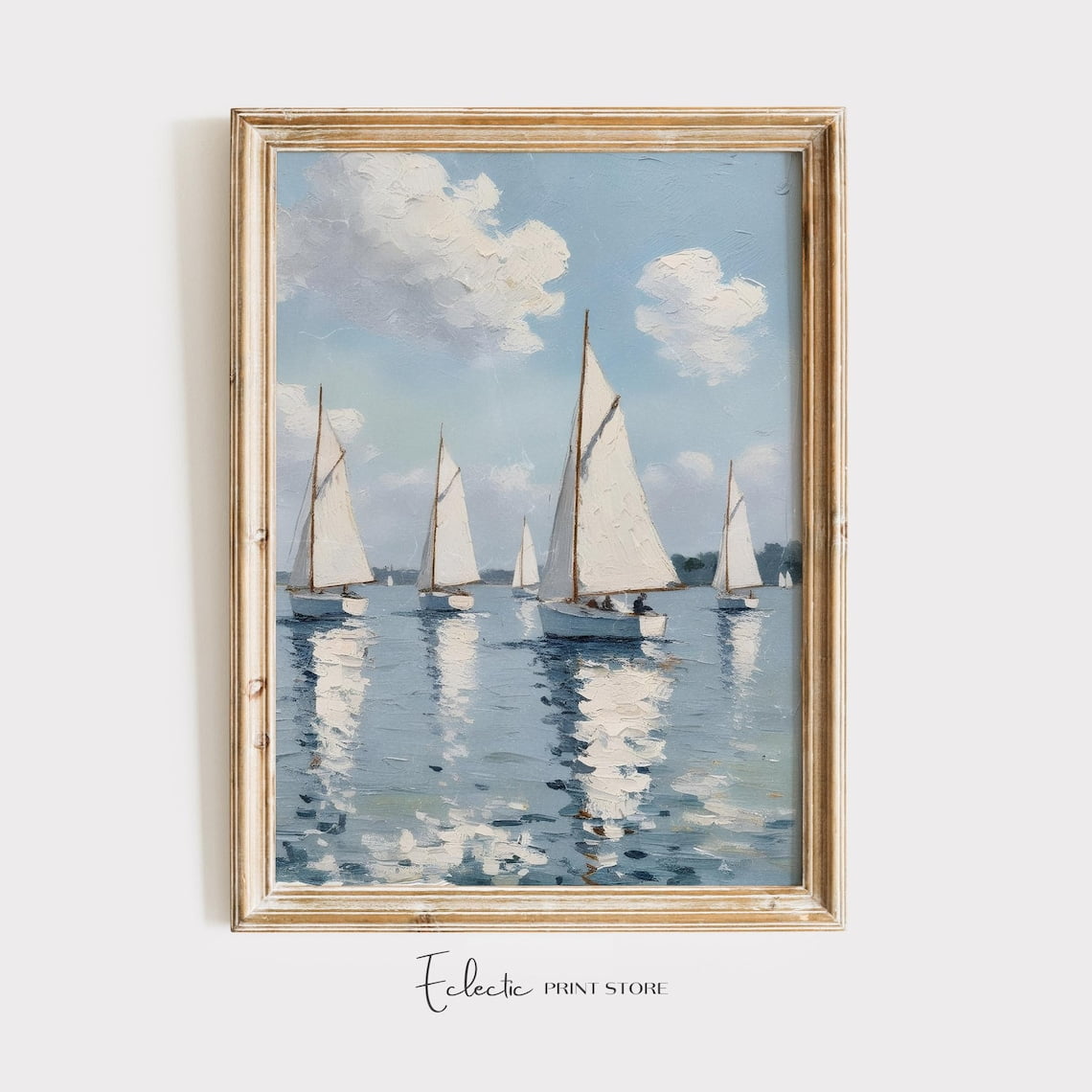 Sailboat Wall Art Print Vintage Nautical Beach Decor