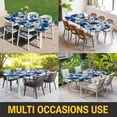 thumbnail image 5 of Blue Flowers Table Cloths for 6 Foot Rectangle Tables, Spring Watercolor Floral Leaves Plants Beige Patio Waterproof Elastic Fitted Tablecloths, Washable Rectangular Table Cover for Camping, 5 of 8
