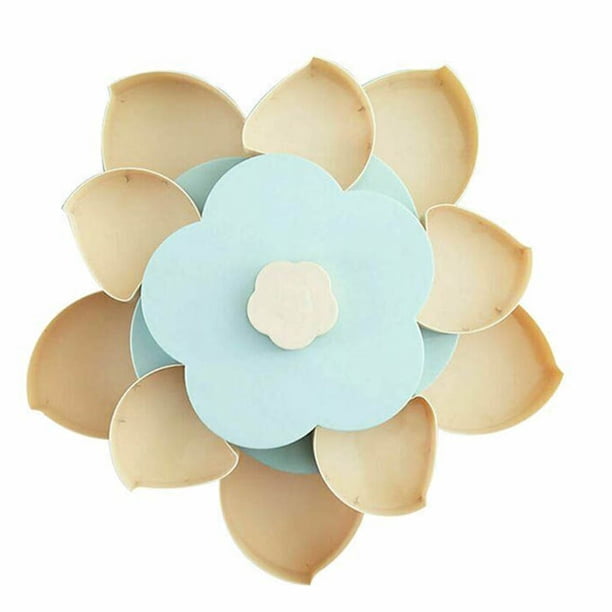 Injueey Caja de aperitivos giratoria Bloom, diseño de flores, almacenamiento de alimentos dulces, organizador de joyas, caja de frutos secos Almacenamiento y organización del hogar azul 27x13cm Injueey HA1780-01B