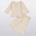 thumbnail image 2 of TOWED22 Toddler Newborn Baby Girl Outfits Clothing Long Sleeve Graphic Tee + Elastic Waist Pants 2 Piece Set Clothes for Playtime(Light Yellow,18-24 M), 2 of 7