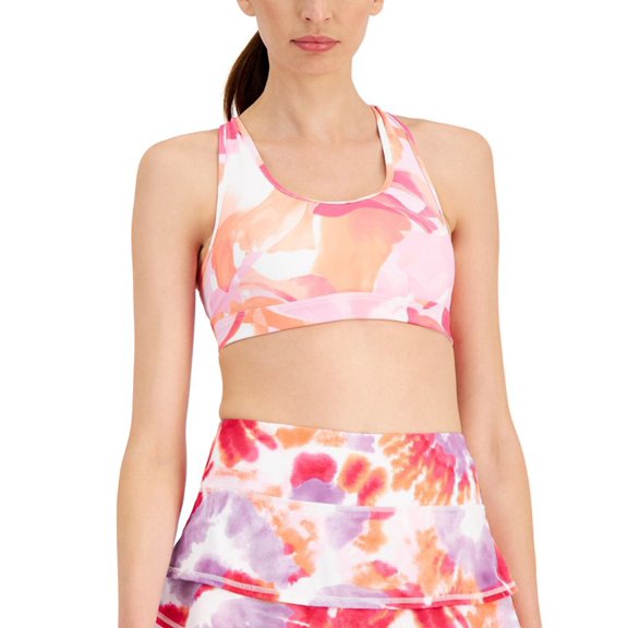 Id Ideology Women's Floating Petals Medium Impact Sports Bra Pink Size  X-Large