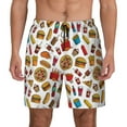 thumbnail image 3 of Uemuo Hot Dog Pizza Pattern Mens Swim Trunks Quick Dry Board Shorts with Mesh Lining, Stretch Beach Shorts Quick Dry No-Chafing Board Shorts-Small, 3 of 9