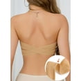 thumbnail image 3 of Gustave Strapless Bandeau Bra for Women Non-Slip Silicone Wireless Padded Bras Cut Out Cross Back Tube Top Bralette, Skin, L, 3 of 7