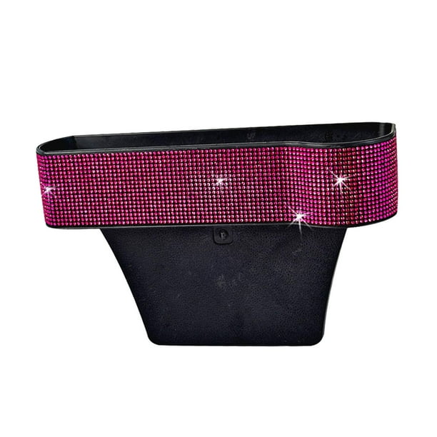 Organizador de relleno para huecos de asiento de coche, accesorio interior con diamantes de imitación para billetera Rosa