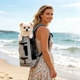 thumbnail image 5 of Dog Backpack Carrier, Breathable Ergonomic Dog Backpack Carrier for Small Dogs Cats, Reinforced Bottom Dog Backpack Carrier with Built in Leash Adjustable Buckle for Hiking Cycling Travel, 5 of 8