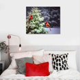 thumbnail image 4 of GOSMITH Christmas Tree &amp; Cardinal Birds Canvas Print Snowy Winter Forest Pine Trees winter Scene Wall Art Measures 16X12", 4 of 4
