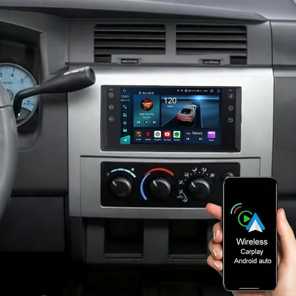 Gsuatey Android Car Radio for Dodge Dakota 2005-2011 with Wirelss Carplay Android Auto, 7 inch Touch Screen Car Stereo Support GPS, Mirror Link, WiFi, FM, Bluetooth with Backup Camera