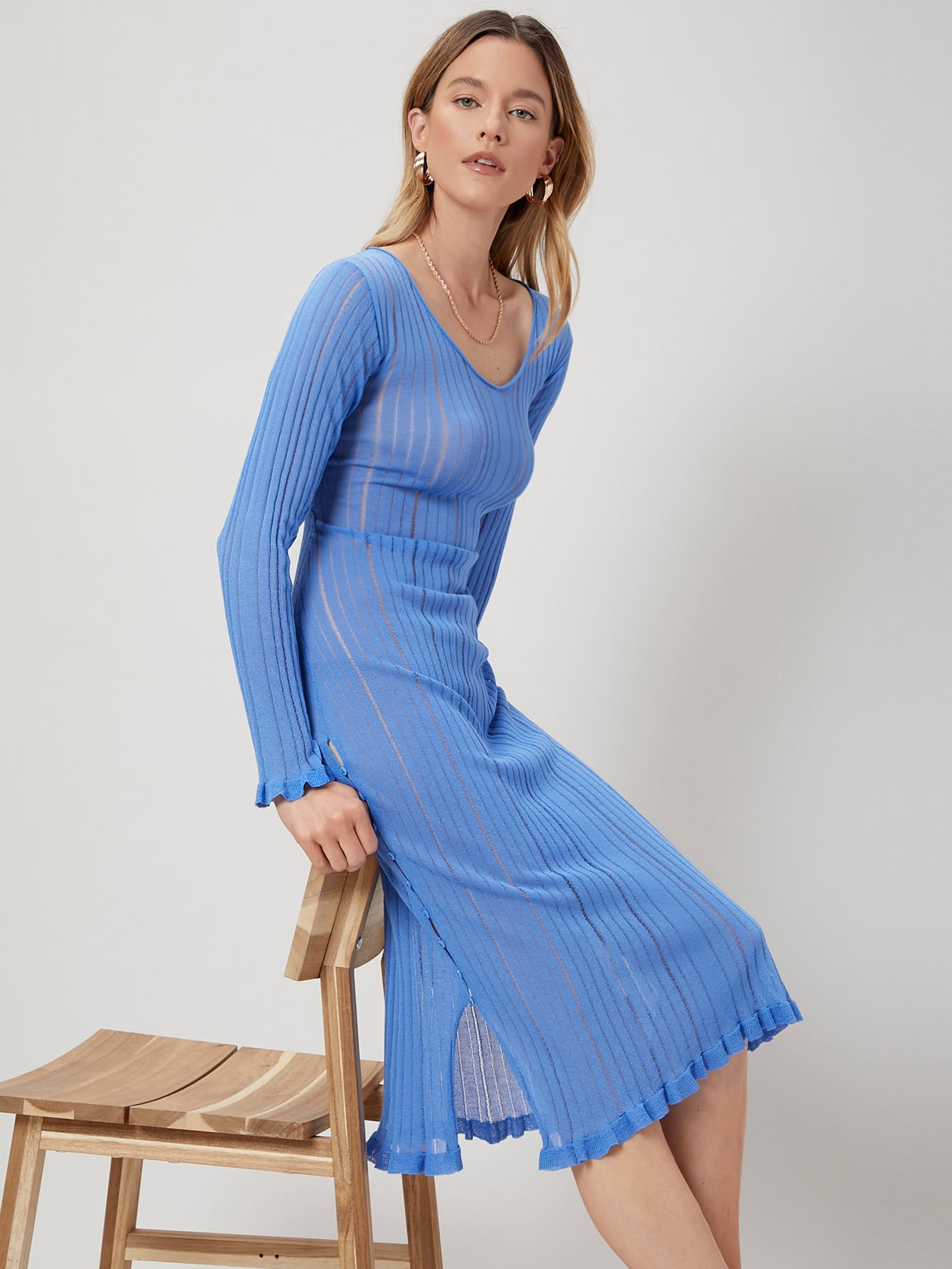 PREMIUM VISCOSE FITTED SWEATER DRESS 