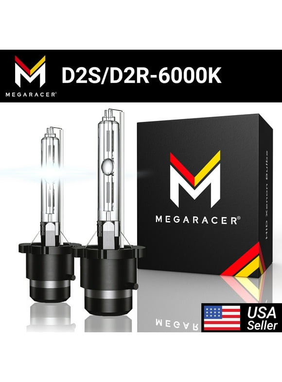 Mega Racer D2S HID Headlight Bulb Xenon OEM Replacement 2 PACK - 6000K Diamond White, 12V 35W 8000 Lumens
