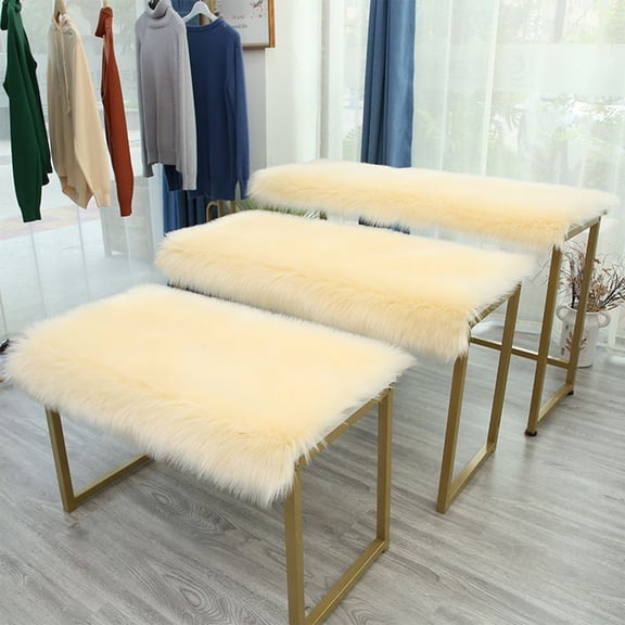 AYktou Sheepskin Rugs 15.74x15.74in Soft White Fluffy Rugs Chair Couch Cover Fuzzy Rugs for Bedroom Floor Sofa Living Room