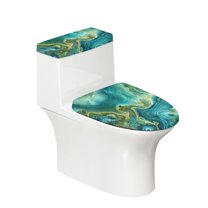 SEANATIVE Green Marble Print Toilet Seat Covers for Bathroom Set of 2 Toilet Tank Lid Covers Stays in Place Bath Room Bowl Lids Protection Keep Dust Stain Off Toilet Lid Cushion & Tank Mat