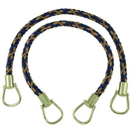 Pair Of Elegant Ultramarine Blue Tan Curtain Drapery Rope
