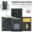 thumbnail image 5 of ELEHOLD Case for Samsung Galaxy S25, Magnetic 2 in 1 Detachable Leather Wallet Case with Card Holder & Stand,Black, 5 of 9