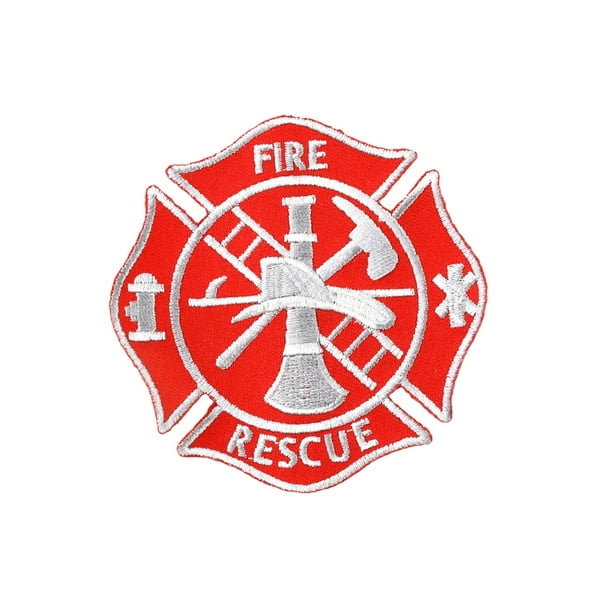 Red Firefighter Maltese Cross Embroidered Sew Or Iron On Patch FD Fire