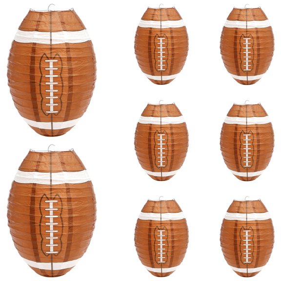 Sutowe 8Pcs Football Shape Paper Lantern Lightweight Easy to Hang Ceiling Football Party Lantern With Metal Frame for Backyard Patio Indoor