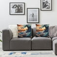 thumbnail image 2 of nygtbtfer Throw Pillow Covers with Zipper The Great Wave Off Kanagawa Painting with Sunset and Fujisan Mount Blue Orange Velvet Soft Comfortable Sofa Couch Bed Square Pillow White, 2 of 7