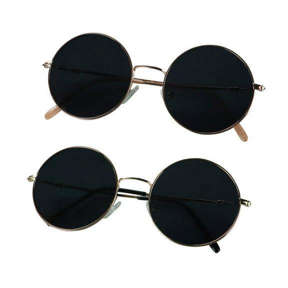 2 Pack Vintage Round Sunglasses for Men and Women UV400 Protection Outdoor Shades with Gold Rose Gold 2.25 Magnification Frame