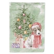 Jack Russell Terrier Smooth Puppy Christmas Presents and Tree Flag Canvas House Size
