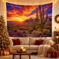 thumbnail image 3 of Saguaro Cactus in Sunset Desert Landscape, Dramatic Digital Art for Nature Enthusiasts, Southwestern Themed Decor, Housewarming Gift Tapestry Wall Hanging for Living Room and Bedroom, 3 of 7