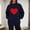 Navy, variant on GuzomFashion Valentine's Day Womens Oversized Mock Neck Sweatshirt, Brown with Red Heart Print, Pullover with Kangaroo Pocket, Soft Polyester, S-XL,Size S