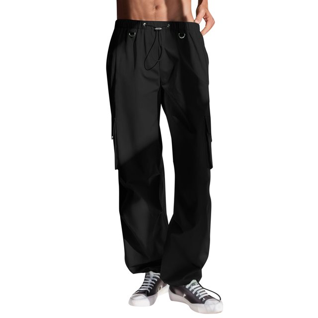 Gibobby Pantalones tipo cargo para mujer petite casual Pantalones Cargo de cintura elástica a la moda para mujer, pantalones Cargo(Negro,M)