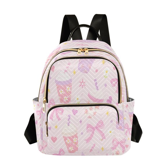 RMDQTR Quilted Backpack Lightweight Casual Daypack with Multi Zipper Pockets for Travel Daily Use Shopping Sports Adorable Cute Dessert Pattern