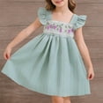 thumbnail image 2 of UQJfacai Toddler Girl Summer Dresses Casual Flutter Sleeve A Line Swing Midi Dress Girls Floral Cute Boho Beach Sundress 1-7 Years, 2 of 7