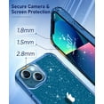 thumbnail image 5 of for iPhone 13 Case with Screen Protector + Camera Lens Protector, Clear Glitter Shockproof Protective Phone Case, Non Yellowing for Women Girls iPhone 13 Cover 6.1 inch - Clear Blue, 5 of 6