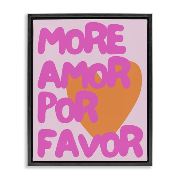 Stupell Industries More Amor Por Favor Text & Numbers Painting Black Floater Framed Canvas Art Print Wall Art, 17 x 21